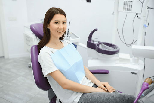 Patient at a dental appointment for dental cleaning in Georgetown.